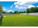 Large, open backyard enclosed by a white fence, providing privacy and a serene outdoor space at 2668 Grand Central Ave, Tavares, FL 32778