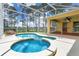 Backyard features a screened-in pool and spa offering serene outdoor living at 2772 Pelham Cir, Deltona, FL 32738