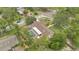 An aerial view features a home with a screened-in pool, landscaped yard, and driveway at 603 S Sweetwater Blvd, Longwood, FL 32779