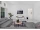 Cozy living room showcasing a plush gray sofa, modern decor, and a flat-screen television at 8080 Peaceful Cir, Sanford, FL 32771