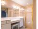 Bathroom featuring a well-lit vanity area and a shower with gold trim at 1639 Yellow Brick Rd, Astor, FL 32102