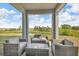 This covered patio features comfortable seating and scenic views at 2210 Derwent Dr, Davenport, FL 33896