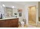 Well-appointed bathroom with a tiled shower, vanity with granite countertop, and framed mirror at 2305 Edgewater Dr # 1613, Orlando, FL 32804