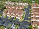 An aerial shot of the townhomes offers a view of the well-maintained landscaping and ample parking at 2926 Claremont Ct # Ge, Orlando, FL 32822
