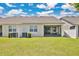 Beautiful backyard with lush lawn, mature trees, and screened-in porch, ideal for outdoor enjoyment at 3280 Canna Lily Pl, Clermont, FL 34711