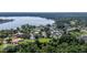 Aerial view of neighborhood homes surrounded by mature trees and adjacent to Bear Lake at 6198 Linneal Beach Dr, Apopka, FL 32703