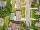 Aerial view of a home with a backyard pool, surrounded by trees and residential streets at 620 Marshall St, Altamonte Springs, FL 32701