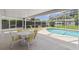 Covered patio by the pool with a table and chairs is perfect for outdoor dining at 620 Marshall St, Altamonte Springs, FL 32701