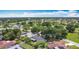 Aerial view of neighborhood, showcasing homes with well-maintained yards and mature trees at 620 Wood Dr, Kissimmee, FL 34759