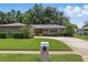 Appealing single-story home with a lush green lawn, landscaped beds, and convenient circular driveway, radiating warmth and welcome at 1017 Manchester Cir, Winter Park, FL 32792