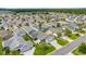 Elevated view of a planned community highlighting lush landscaping, well-maintained homes, and verdant trees at 2528 Buttonwood Run, The Villages, FL 32162