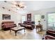 Living room featuring hardwood floors, comfortable seating, decor, and a ceiling fan at 2771 Ne 66Th St, Ocala, FL 34479