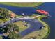 Aerial shot of the Bellalago boat house and boat launch ramp at 2901 Agostino Ter, Kissimmee, FL 34746