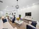 Bright, staged living room showcases modern white furniture, textured wall, recessed lighting, and an open-concept layout at 331 Erie Ct, Kissimmee, FL 34759