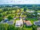 Panoramic aerial view of the property, golf course, serene pond, and the surrounding residential neighborhood at 3460 Fairway Ln, Orlando, FL 32804