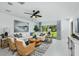 Bright living room with comfortable seating, modern decor, and seamless access to the outdoors at 483 Wayland Dr, Haines City, FL 33844