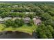 Aerial view of the property showcasing the house, surrounding trees, and a serene lake at 490 Wekiva Preserve Dr, Apopka, FL 32712