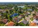 Beautiful aerial view of a lakeside community with mature trees and well-maintained homes, some with pools at 641 Lakescape Ct, Orlando, FL 32828