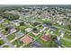 Neighborhood aerial view shows single Gathering homes, green lawns, and mature trees on a sunny day at 670 Bluebill Ct, Poinciana, FL 34759