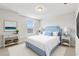Tranquil bedroom featuring a blue headboard bed, with coastal decor and ample natural light at 670 Bluebill Ct, Poinciana, FL 34759