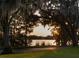 Picturesque view of the calm lake framed by moss-draped trees and lush greenery at sunset at 7 Ne Ivanhoe Blvd, Orlando, FL 32804
