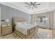 The tranquil bedroom with blue wallpaper features a plush bed and soft, cozy furnishings at 11721 Camden Park Dr, Windermere, FL 34786