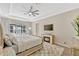 The tranquil bedroom features a plush bed, soft, cozy furnishings, and fireplace at 11721 Camden Park Dr, Windermere, FL 34786