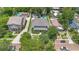 Wide aerial view of a home's location within a neighborhood, showcasing its well-manicured lawn and surrounding streets at 1355 Hibiscus Ave, Winter Park, FL 32789