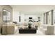 Open-concept living room with plush seating, modern decor, and seamless flow to the kitchen at 2030 Forage Dr, Kissimmee, FL 34746