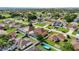 An aerial shot showcases a tranquil residential neighborhood with well-kept homes, lush greenery and mature trees at 314 Edgewood Ct, Kissimmee, FL 34759