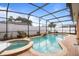Sparkling pool with jacuzzi, screened enclosure, and landscaped backyard at 314 Edgewood Ct, Kissimmee, FL 34759