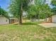 Green backyard with a large tree, trampoline, shade structure and slide at 3325 Horseshoe Dr, Longwood, FL 32779