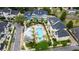 Aerial view showcasing a shared pool, jacuzzi, and outdoor entertaining space at 338 Roberts Family Ln, Winter Springs, FL 32708