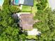Overhead shot of the home, showing the pool and privacy of mature trees at 556 Lake Ave, Altamonte Springs, FL 32701