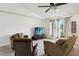 Living room featuring tile floors, a ceiling fan, large windows and comfortable seating at 8 Lake Jackson Dr, Mascotte, FL 34753