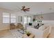 The living room is filled with comfortable seating, natural light, and a modern design at 1421 Wexford Way, Davenport, FL 33896