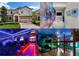 Collage featuring a home's exterior, themed rooms, and a game room offering a glimpse of luxury living at 1421 Wexford Way, Davenport, FL 33896