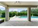 Covered patio overlooking a pool and landscaped backyard at 2401 Oxmoor Dr, Deland, FL 32724