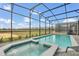 Screened-in pool and spa offer a relaxing retreat with expansive views of the community and bright sunny sky at 3082 Mahalo Dr, Davenport, FL 33897