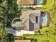 Aerial view of the property showcasing a private pool, well-manicured yard, and beautiful surrounding landscape at 424 Curry Ct, Altamonte Springs, FL 32714