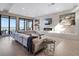 Bright living room featuring an ocean view, fireplace, and comfortable seating at 4647 Van Kleeck Dr, New Smyrna Beach, FL 32169