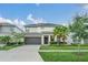 Two-story home with a two-car garage, tidy landscaping, and well-maintained lawn at 518 Marcello Blvd, Kissimmee, FL 34746