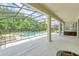Covered patio with screened-in pool and abundant seating at 518 Marcello Blvd, Kissimmee, FL 34746