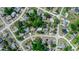 Bird's-eye view of a residential neighborhood featuring mature trees, well-manicured lawns, and inviting backyard pools at 657 Lear Ter, Deltona, FL 32725