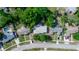 Aerial view of neighborhood featuring homes with pools, mature landscaping, and tree-lined streets at 657 Lear Ter, Deltona, FL 32725