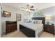 Cozy bedroom with a ceiling fan, TV, and comfortable queen size bed with side tables at 7754 Teascone Blvd, Kissimmee, FL 34747