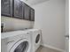 Laundry room with modern, front-loading washing machine and dryer at 9559 Silver Buttonwood St, Orlando, FL 32832