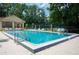 Sparkling community pool with easy-access ladder and comfortable lounge seating nearby at 104 Forest Point Ln, Longwood, FL 32779