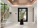 Elegant foyer featuring a modern staircase, light tile flooring, and a view of the front yard at 1211 Munster St, Orlando, FL 32803