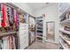 Spacious walk-in closet with custom shelving and organization for clothes and a full-length mirror at 14880 Ellingsworth Ln, Winter Garden, FL 34787